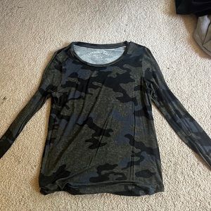 Camo Print Long Sleeve Top